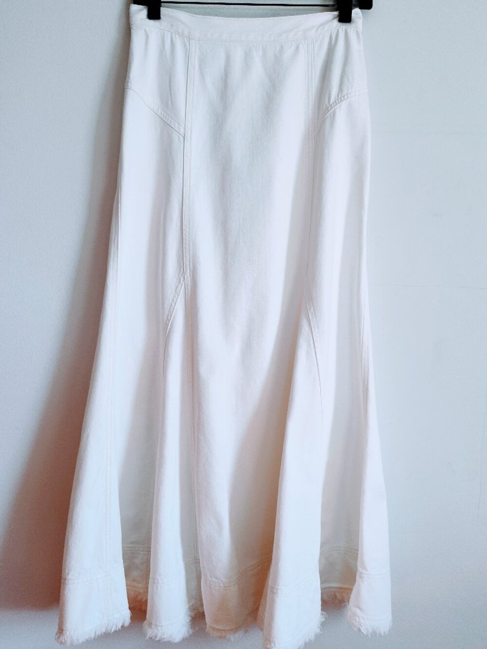Madewell Tile White Fluted Denim Midi Skirt